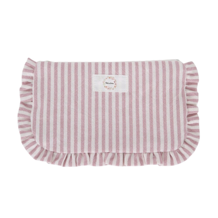 Baluchon Sac à cosmétique à froufrou - Rayure mauve