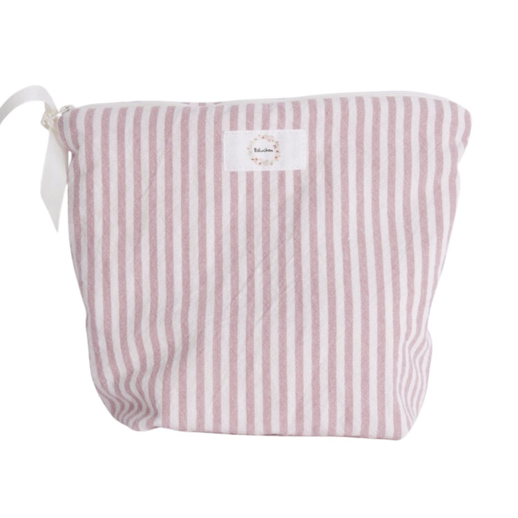 Baluchon Sac à cosmétique - Moyen - Rayure mauve