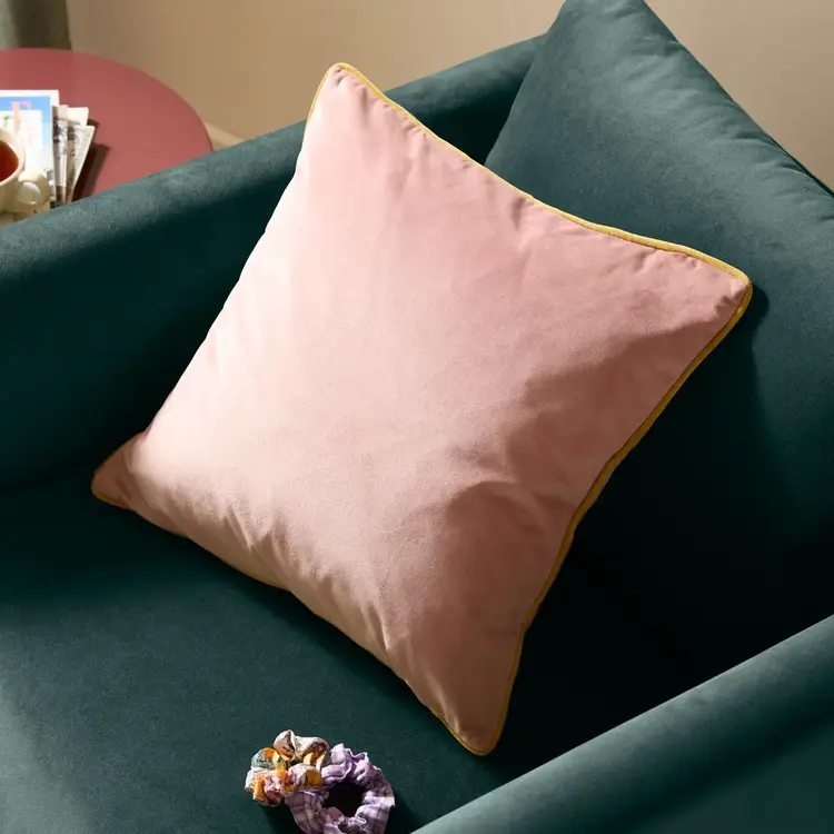 Riva Home Coussin Méridian en velour - Fard à joue & Or