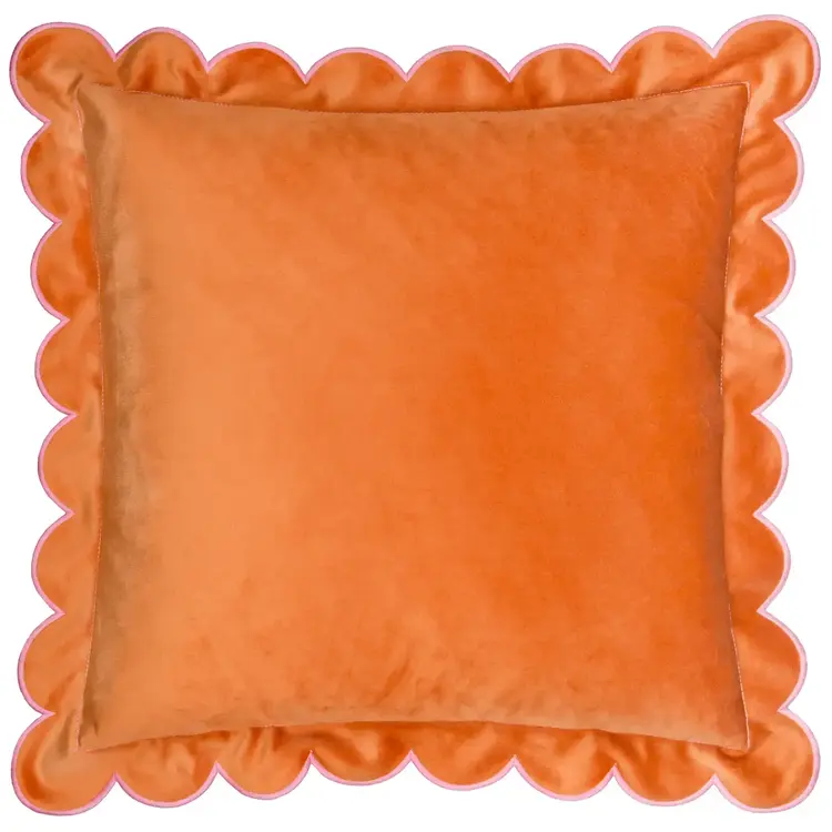 Riva Home Coussin en velours - Orange & Rose