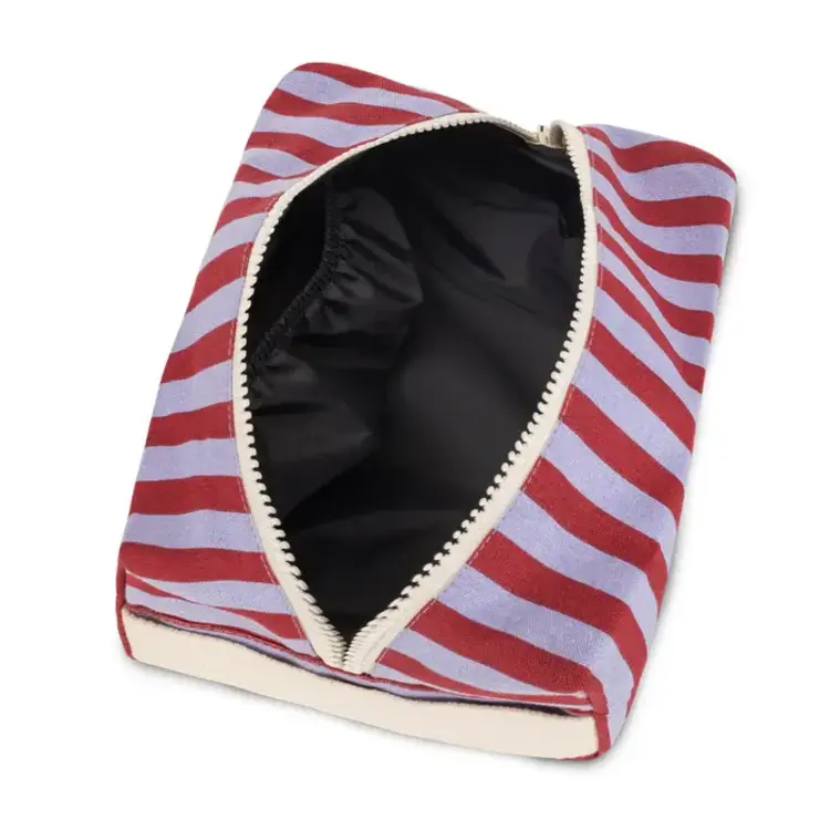 Fluf Pochette de voyage - Rayures bourgognes et bleues