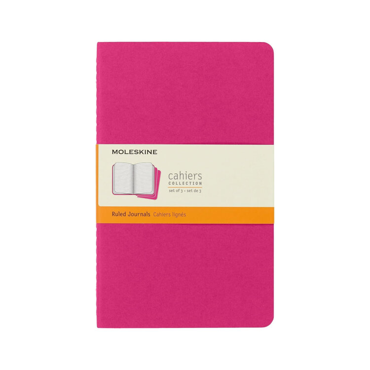 Moleskine Cahier Journal (X3) - Rose - Ligné - Large