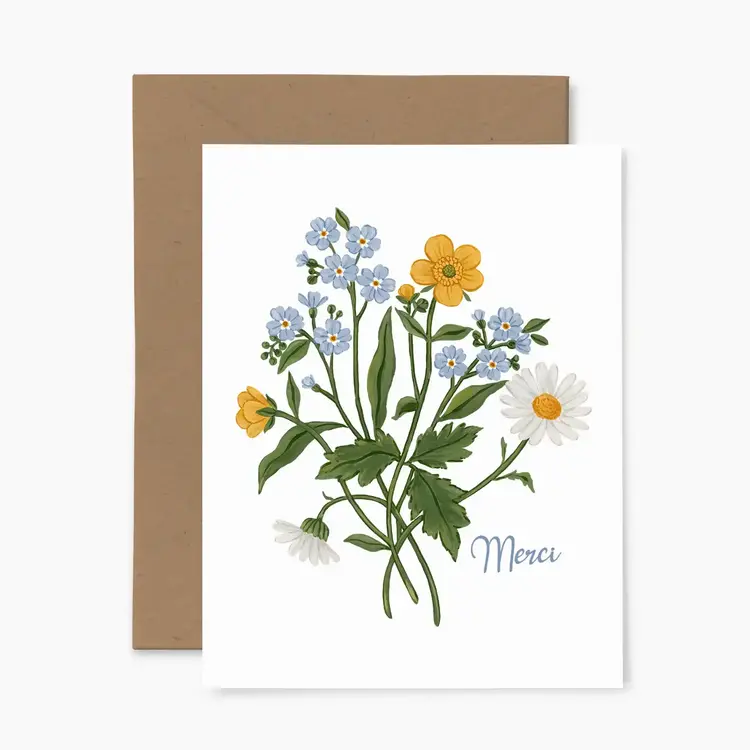 Papier Fleuri Co Carte de souhaits - Fleurs sauvage - Merci
