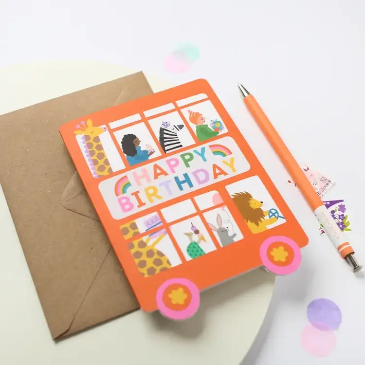 Mifkins Carte de souhaits - Autobus d'enfants
