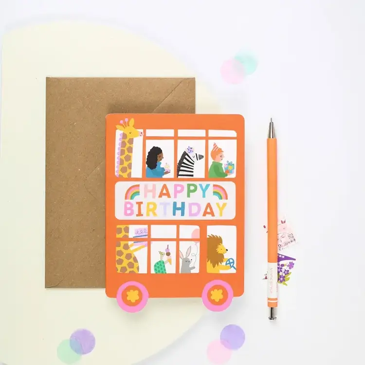 Mifkins Carte de souhaits - Autobus d'enfants