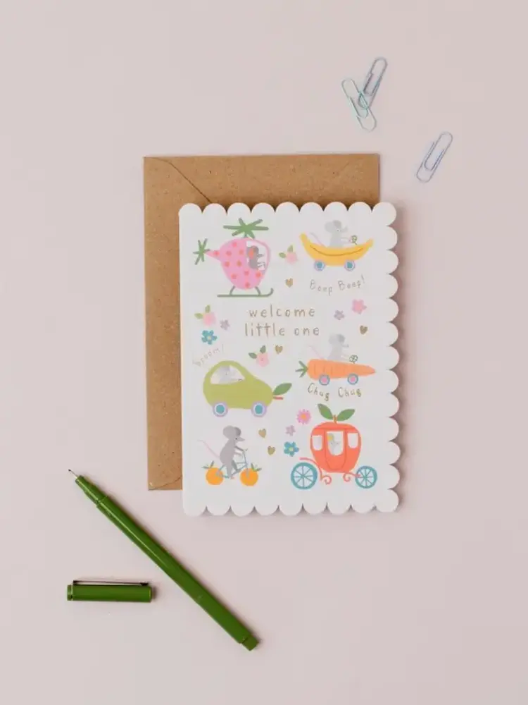 Mifkins Carte de souhaits - Bienvenue bébé - Fruits