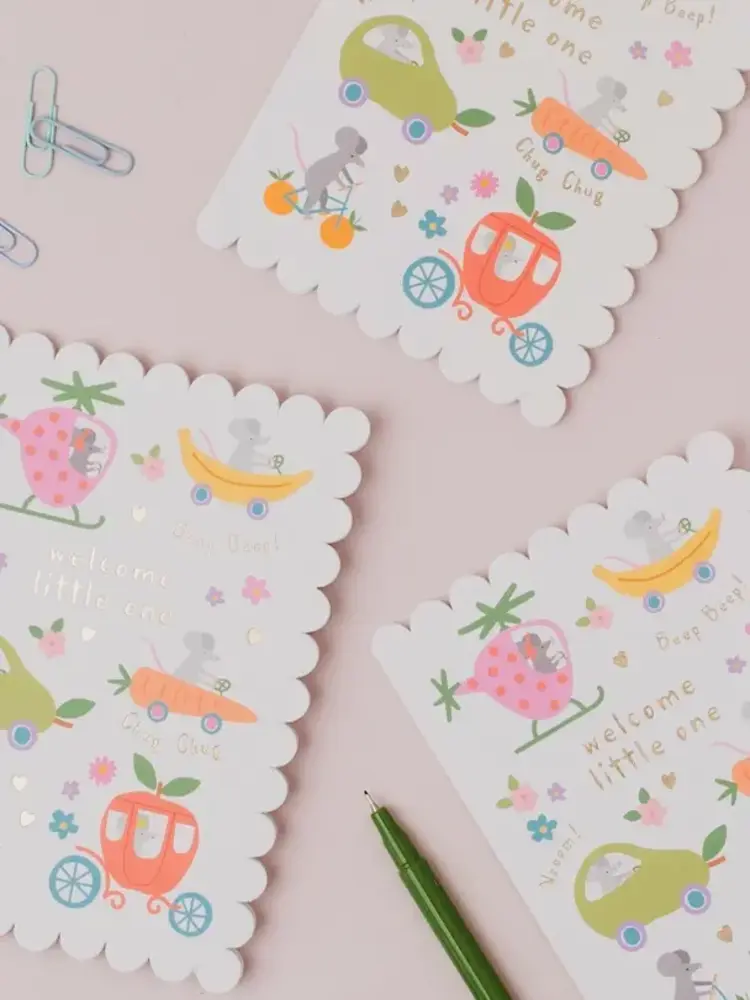Mifkins Carte de souhaits - Bienvenue bébé - Fruits