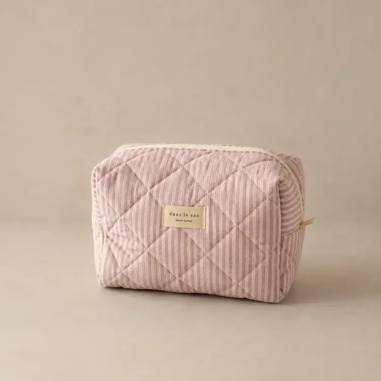 Dans le sac Grande pochette matelassée - Rayé rose