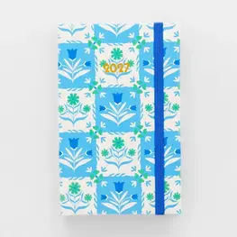 Ban.do Agenda 2027 - 12 mois - Motif floral et carreaux bleus