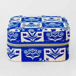 Ban.do Boîte à bijoux - motif floral à carreaux bleus