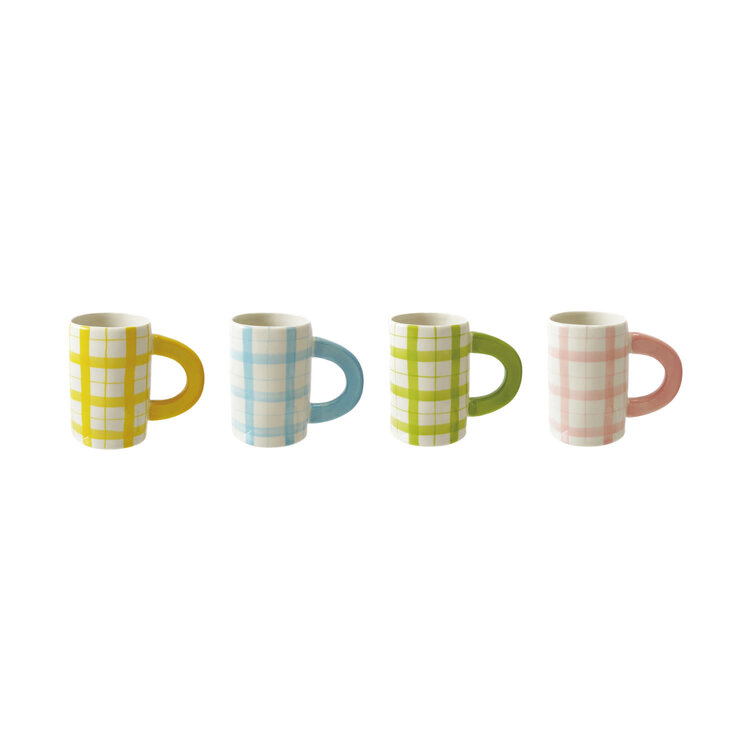 Creative Coop Tasse motif à carreaux - Jaune