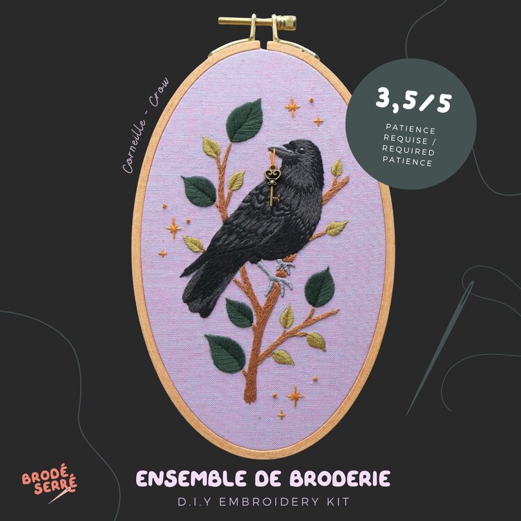 Brodé Serré Kit de broderie D.I.Y - Corneille