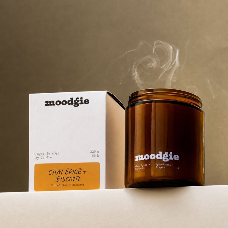 moodgie Bougie - Chai épicé + Biscotti