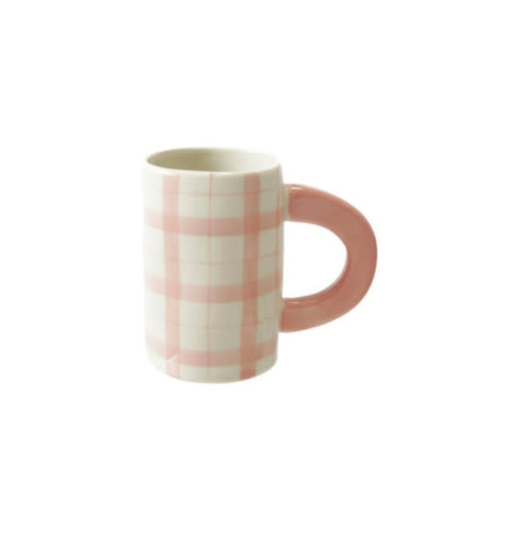 Creative Coop Tasse motif à carreaux - Rose