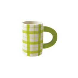 Creative Coop Tasse motif à carreaux - Verte