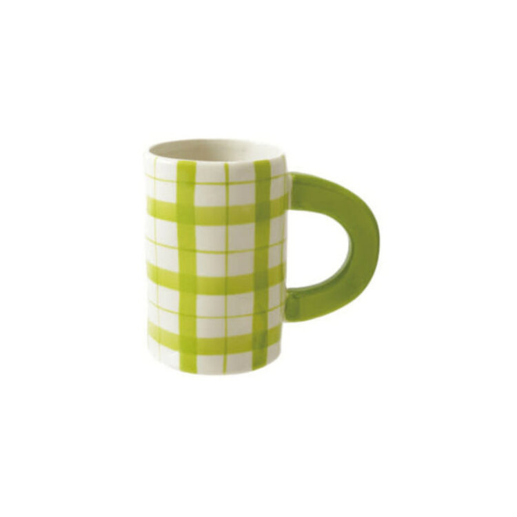 Creative Coop Tasse motif à carreaux - Verte
