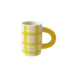 Creative Coop Tasse motif à carreaux - Jaune