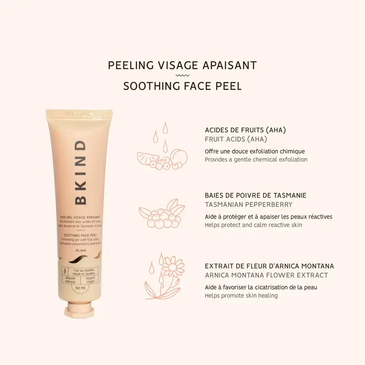 BKIND Masque visage exfoliant apaisant avec AHA