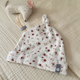 Baluchon Tuque nouveau-né en coton pointelle à fleurs