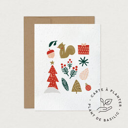 Mimosa Design Carte de souhaits - Ensemencée - Écureuil festif