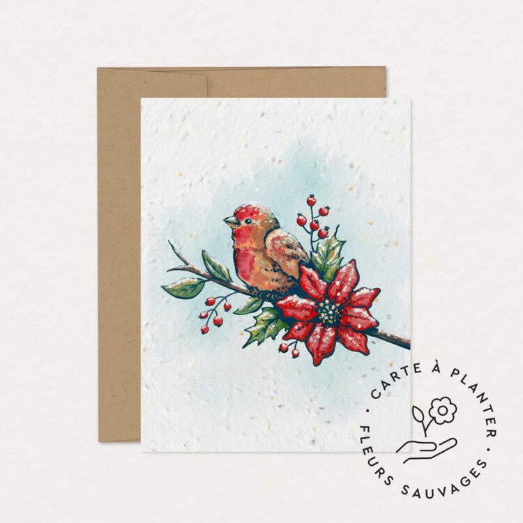 Mimosa Design Carte de souhaits - Ensemencée - Roselin givré
