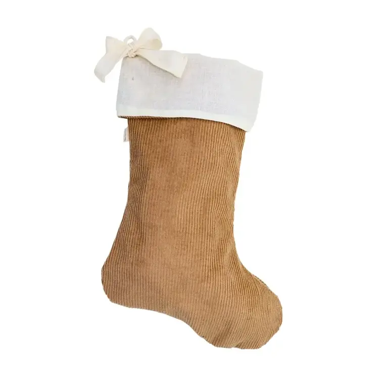 Next Chance Bas de Noël avec boucle - Velours côtelé beige
