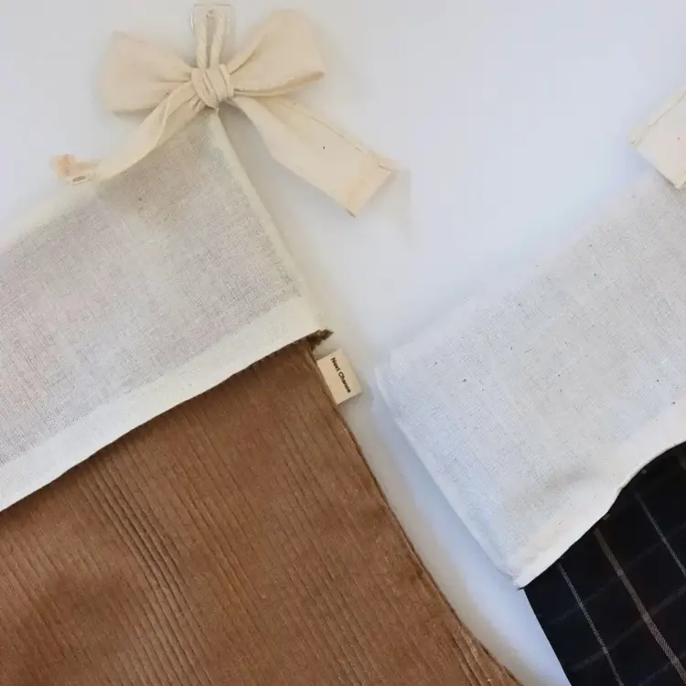 Next Chance Bas de Noël avec boucle - Velours côtelé beige