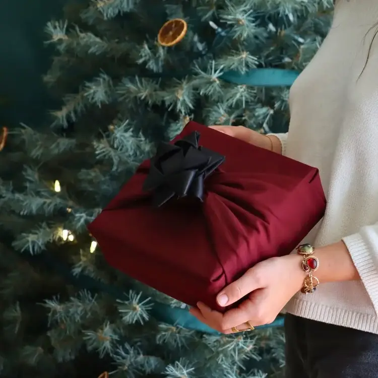 Next Chance Emballage cadeau réutilisable - Furoshiki - Bourgogne - Moyen