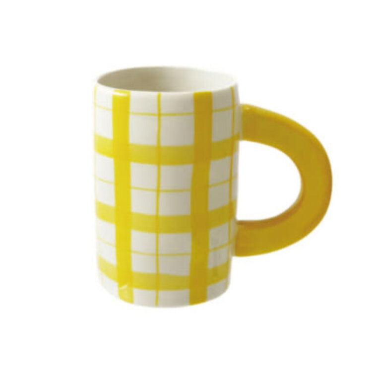 Creative Coop Tasse motif à carreaux - Jaune