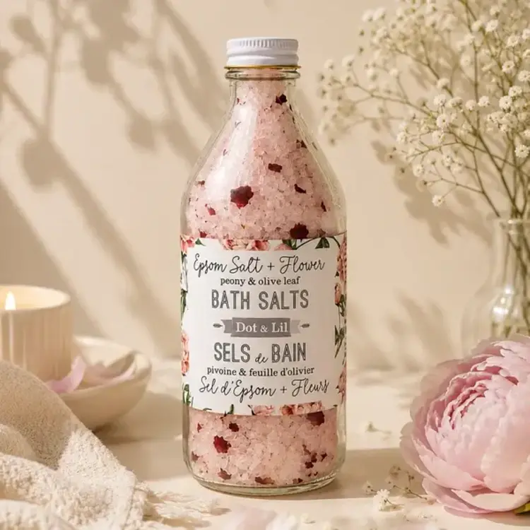 Dot & Lil Sel de bain - Pivoine & Feuille d'Olivier