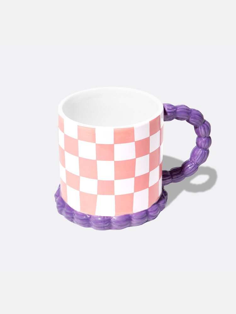 DOIY Tasse - Rose à carreaux avec chantilly mauve