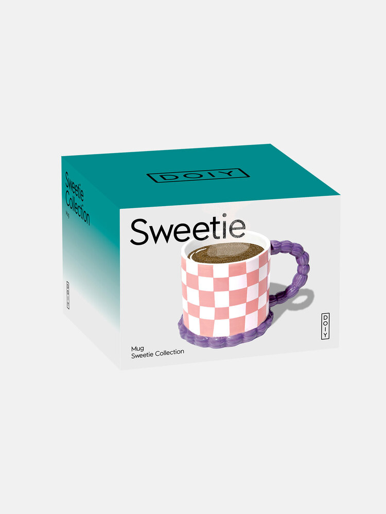 DOIY Tasse - Rose à carreaux avec chantilly mauve