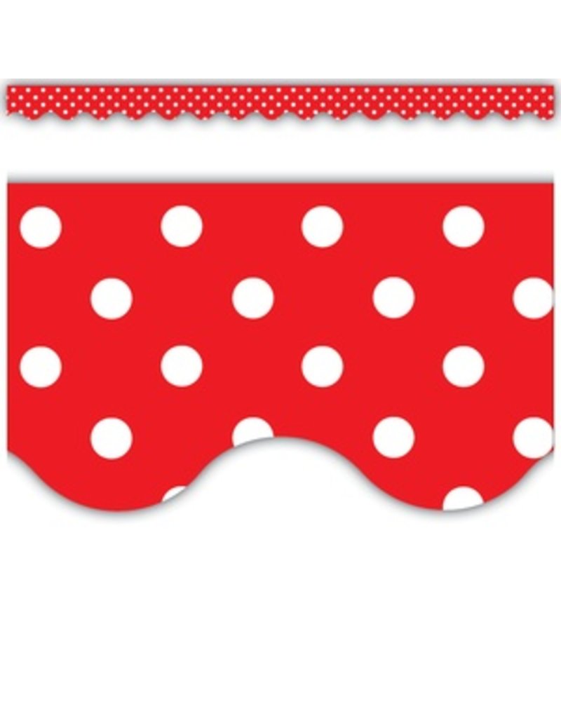 Scalloped Border Trim:  Red Polka Dots