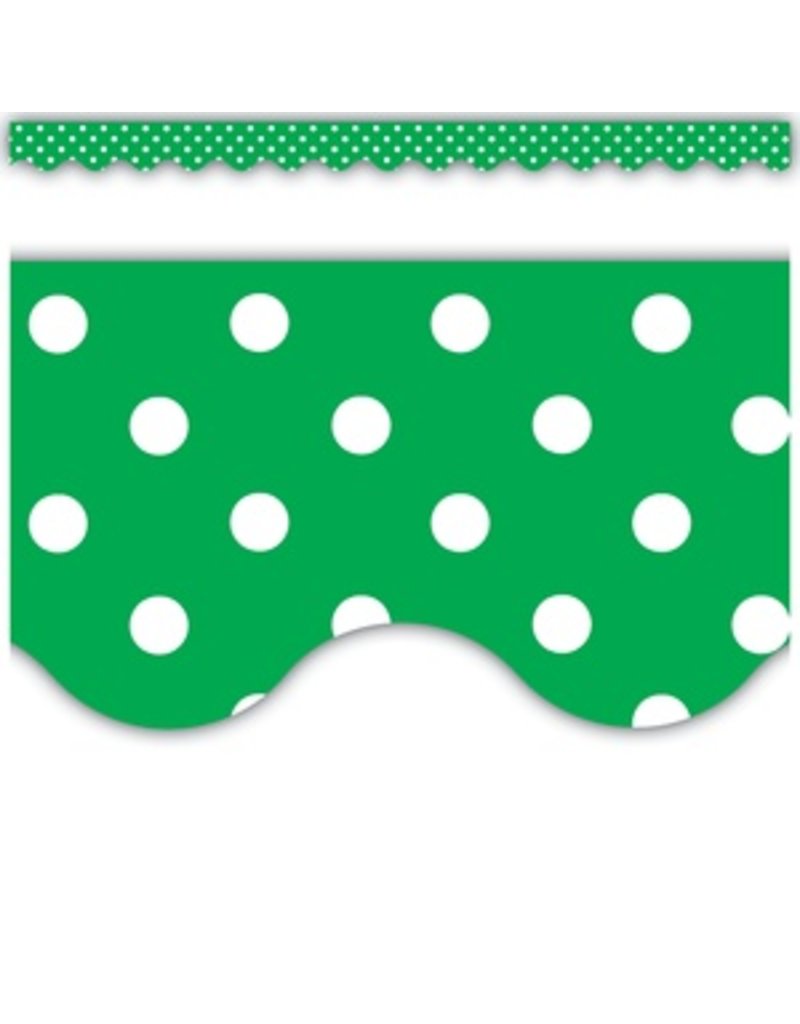 Scalloped Border Trim:  Green Polka Dots
