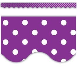 Scalloped Border Trim:  Purple Polka Dots
