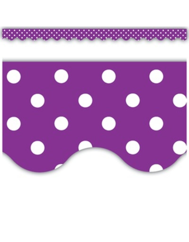 Scalloped Border Trim:  Purple Polka Dots