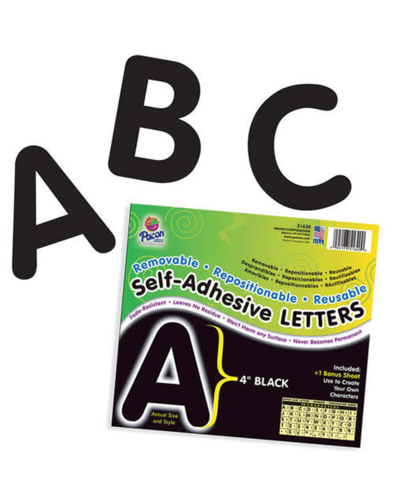 Black 4" SelfAdhesive Letters Tools 4 Teaching