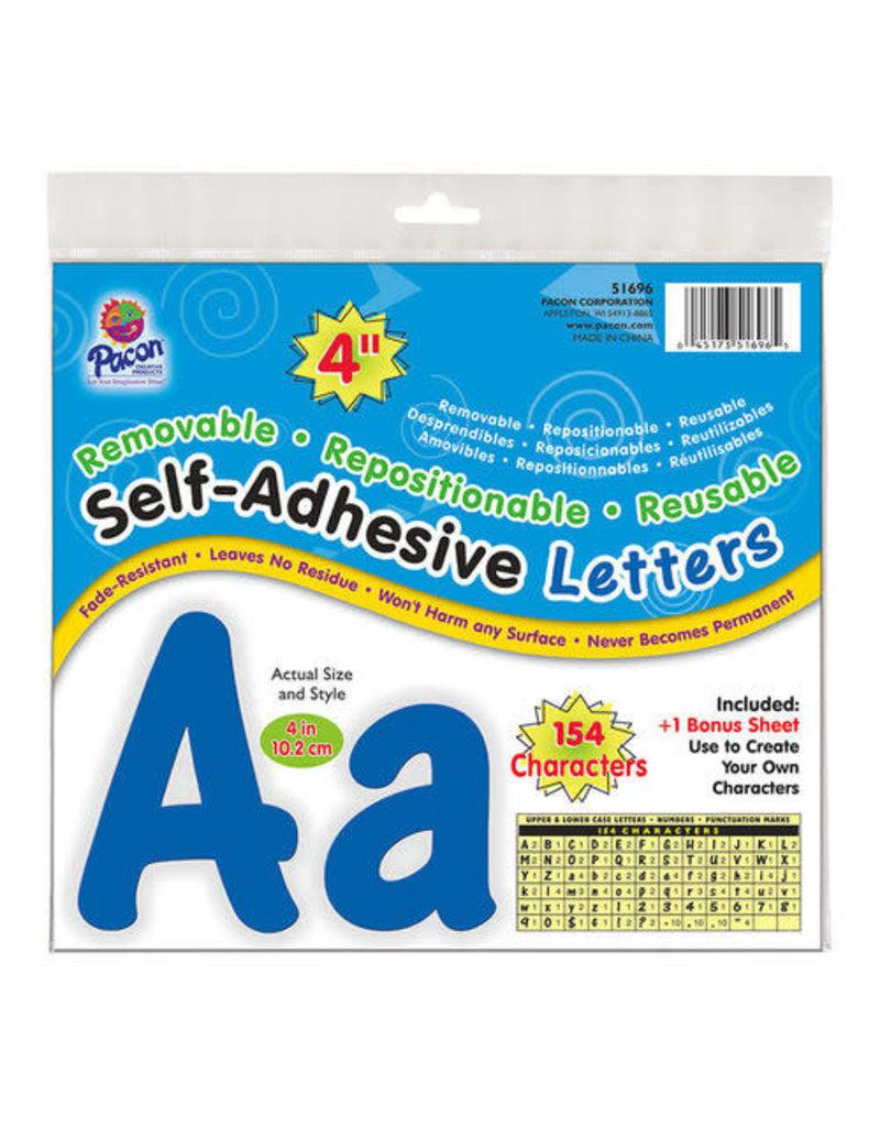 Pacon® Self-Adhesive Letters 4"   Blue, Cheery Font   154 Characters