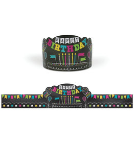 Chalkboard Brights Happy Birthday Crowns