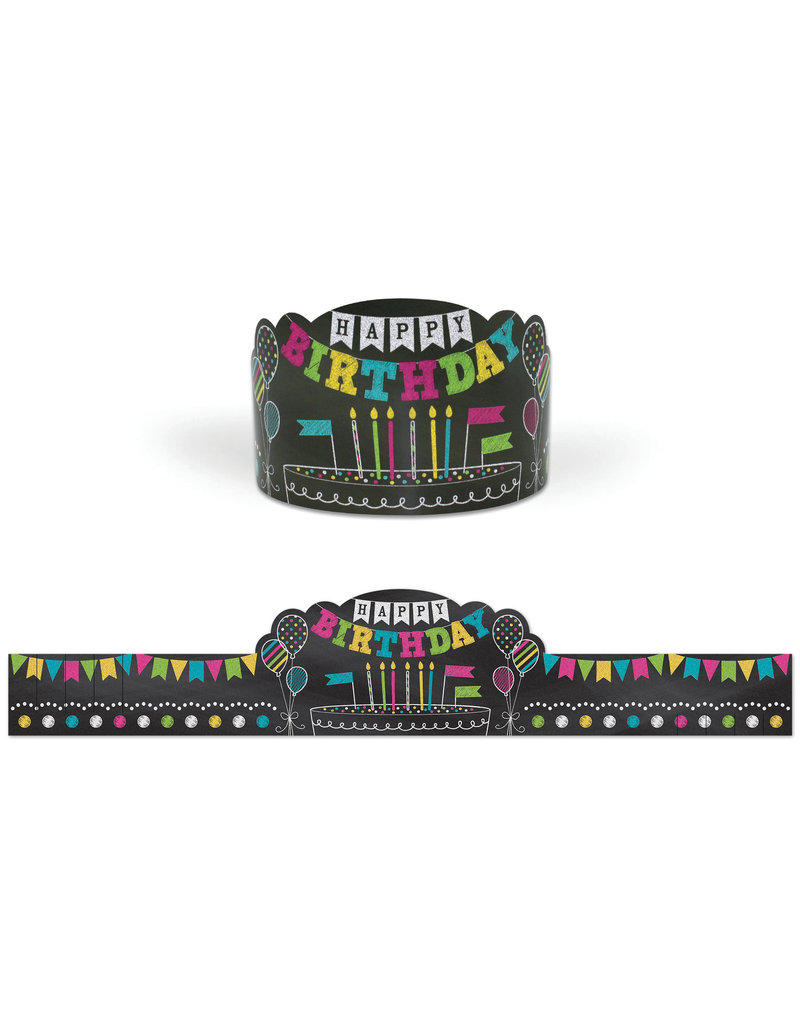 Chalkboard Brights Happy Birthday Crowns