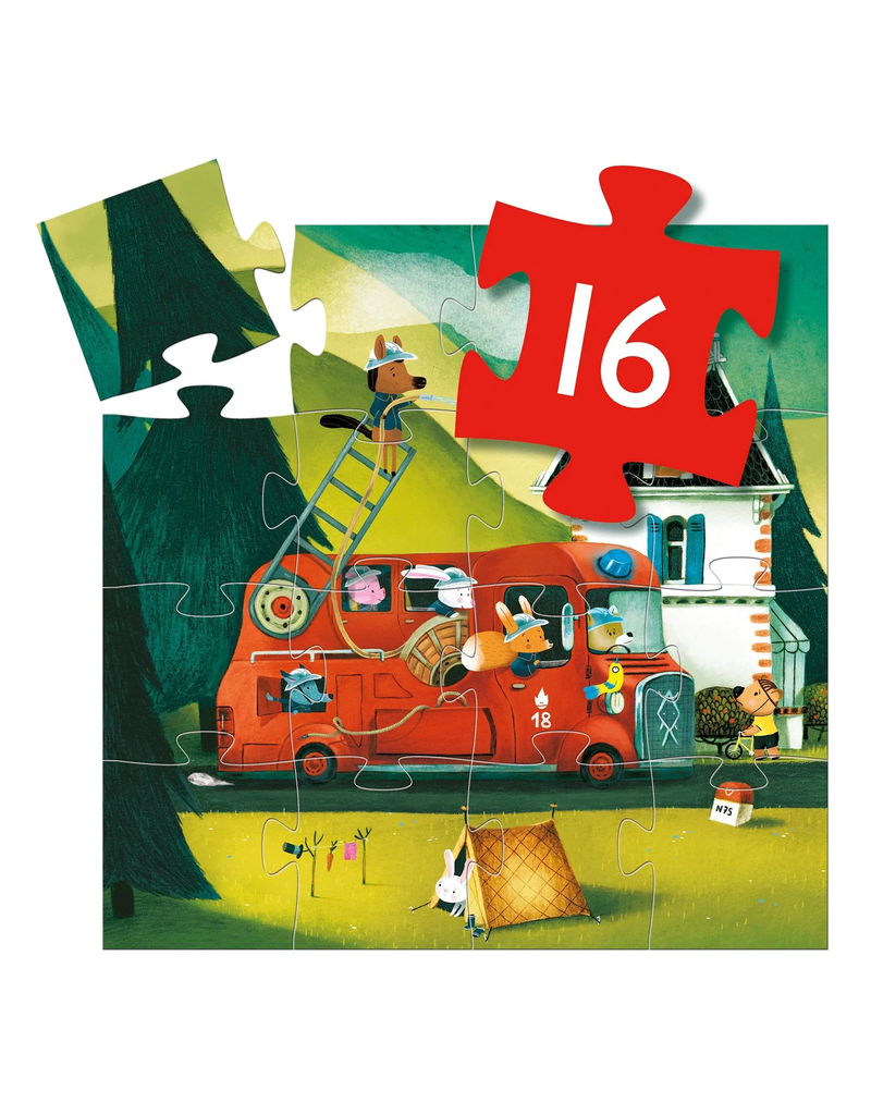 Fire Truck 16pc Silhouette Mini Jigsaw Puzzle