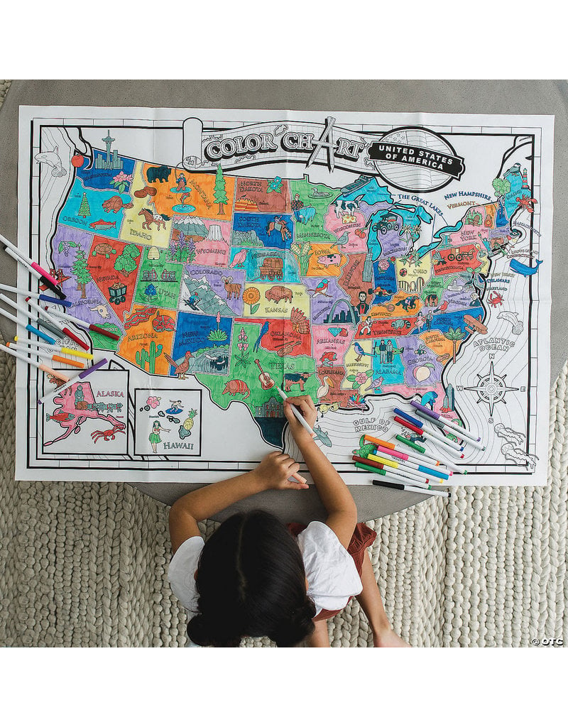 Color & Find Map Posters: USA and World