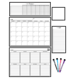 Black & White Dry-Erase Magnetic Calendar Set