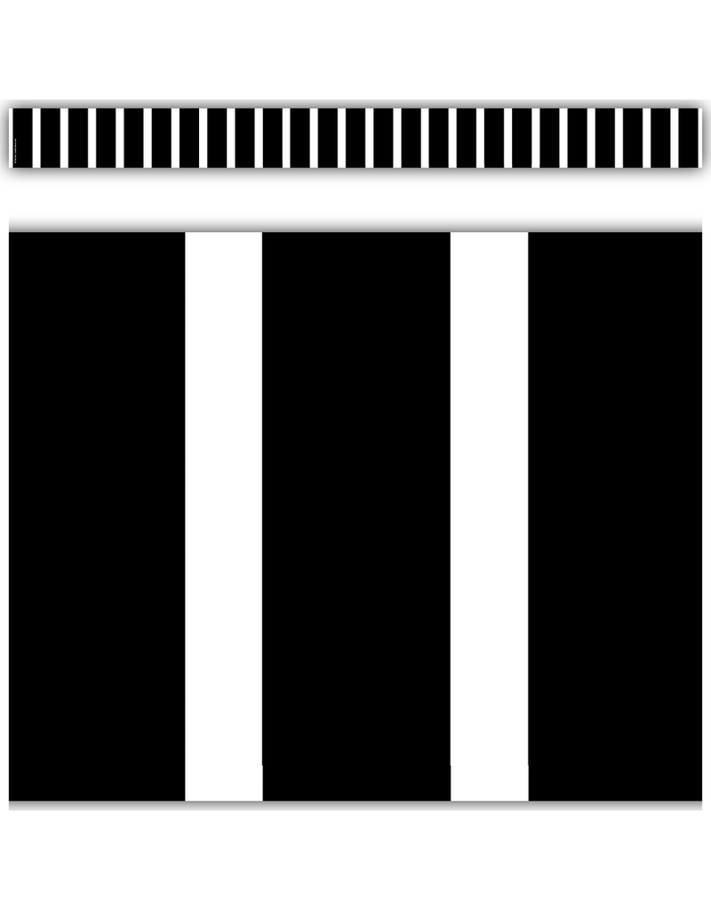 Black and White Vertical Stripes Straight Border Trim