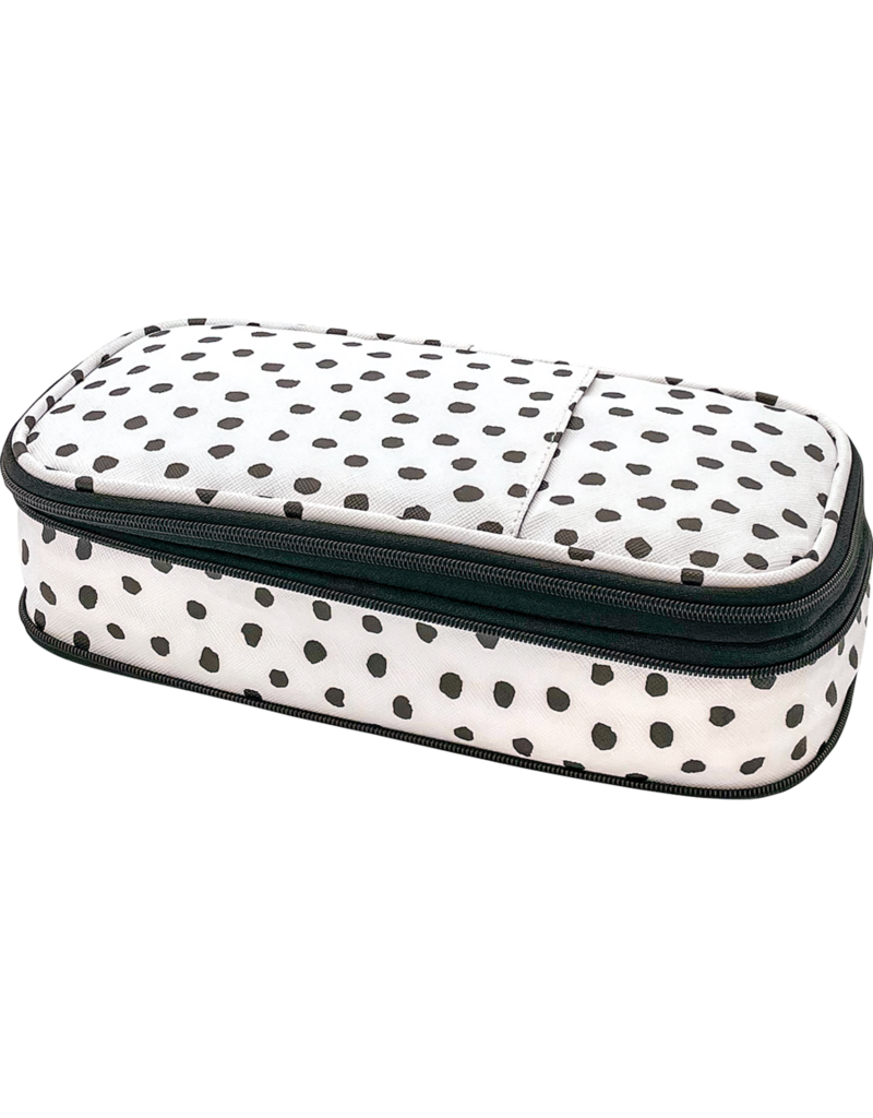 Pencil Case: Black Painted Dots on White