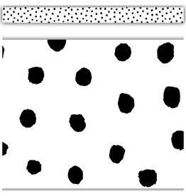 Black Painted Dots on White Straight Border