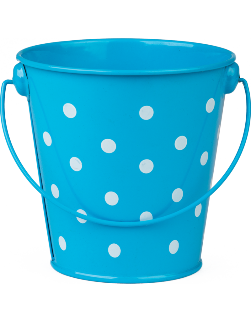 Bucket:  Aqua Polka Dots