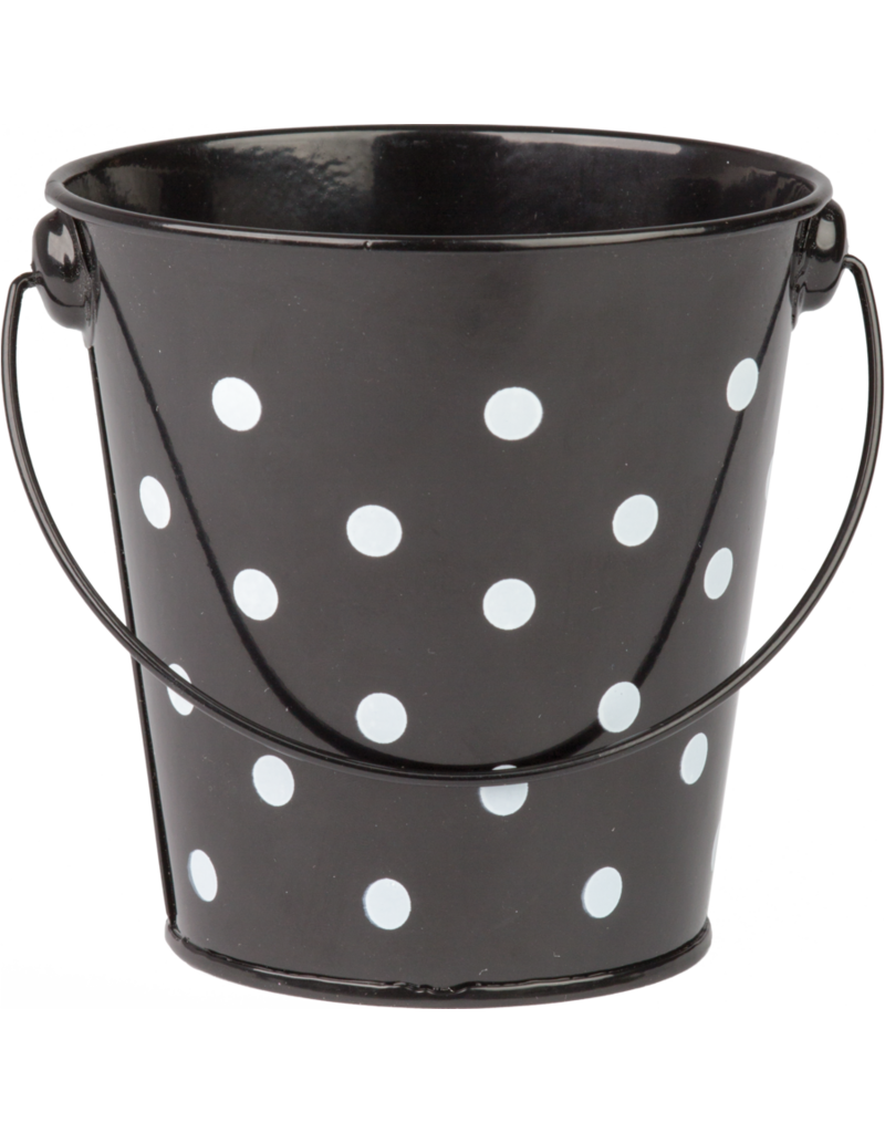 Bucket:  Black Polka Dots