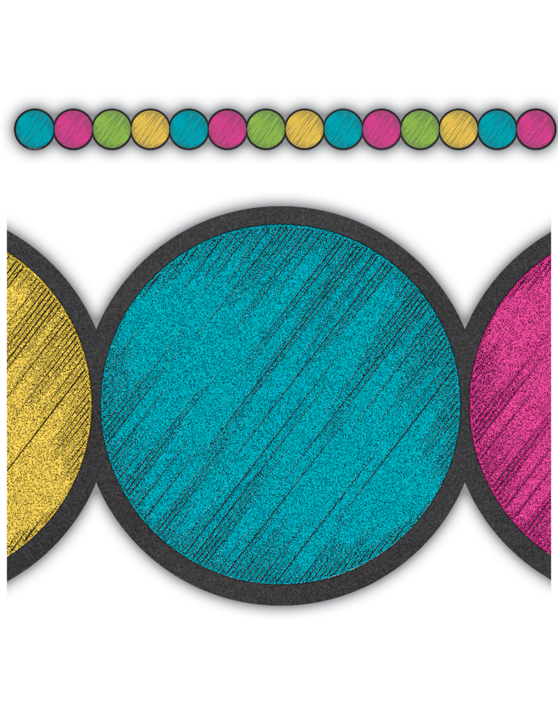 Chalkboard Brights Circles Die-Cut Border Trim