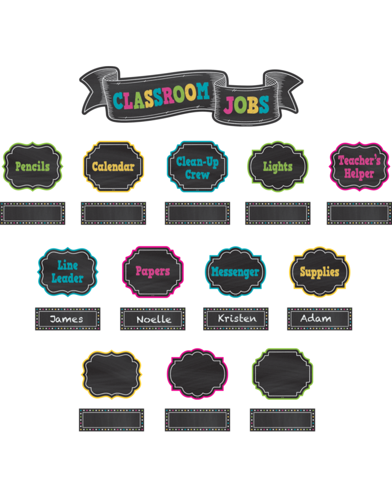 Chalkboard Brights Classroom Jobs Mini Bulletin Board